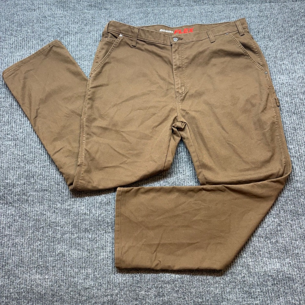 Dickies Flex Tough Max Duck Canvas Carpenter Pants Mens 40x32 Brown Regular Fit‎